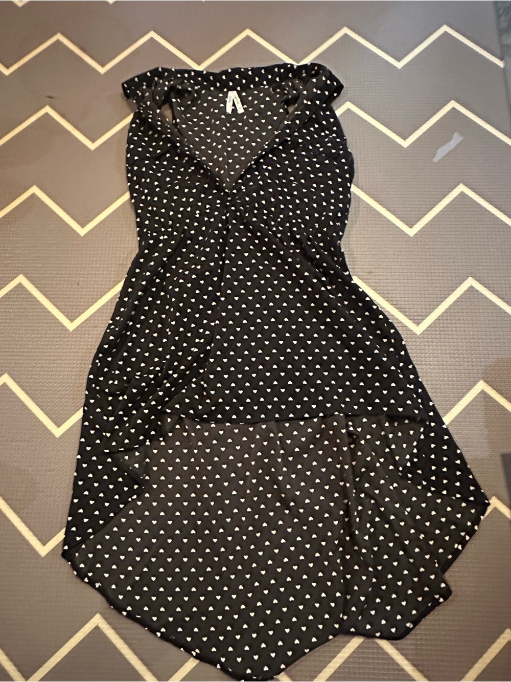 Truth Black Dress with White Heart Print - High-Low Hem